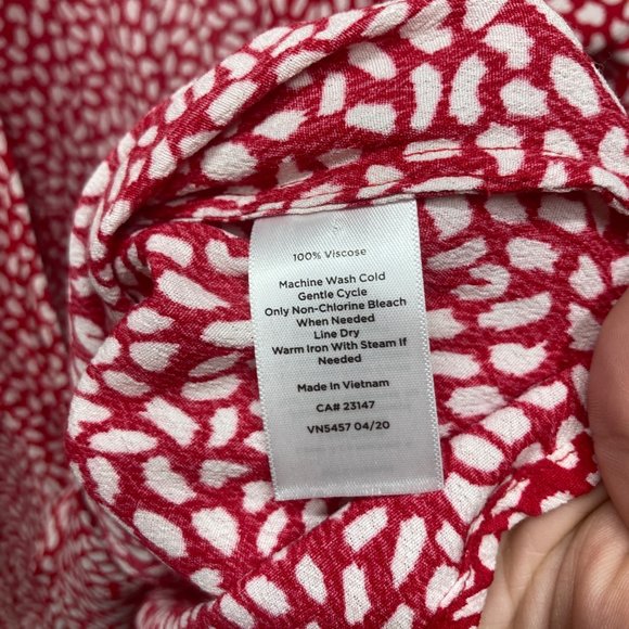 Talbots red white printed wrap top V neck blouse plus X 1x - Picture 5 of 10